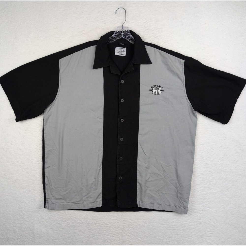 David Carey Original Historic Route 66 Gray Black Men's Shirt – Size 2X